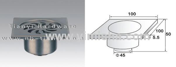 100mm×100mm×5.5mm Stainless Steel Anti-Odor Floor Drainer with Clean Out 