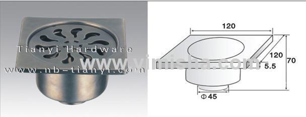 120mm×120mm×5.5mm Stainless Steel Anti-odour Floor Drain with Clean Out