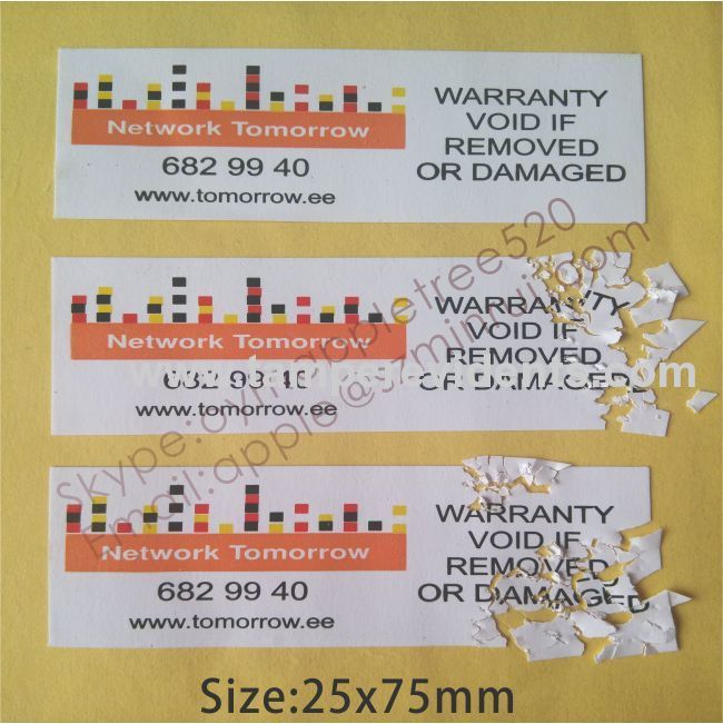 Professional Ultra Destructible Vinyl Label,Breakable Eggshell Warranty Sticker,Warranty VOID If Removed Seal Stickers