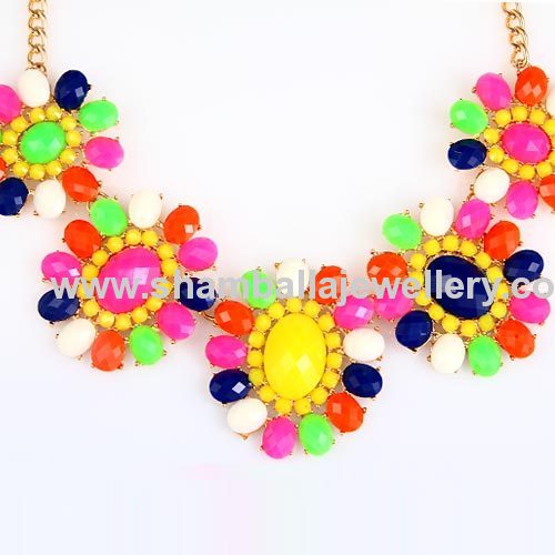 fashion jewelry shourouk necklace, Flower Choker bib necklace