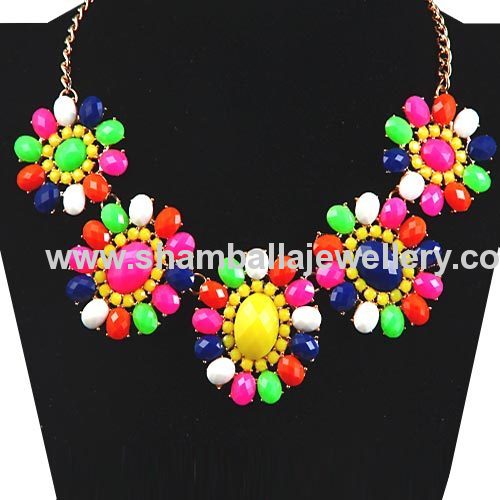 fashion jewelry shourouk necklace, Flower Choker bib necklace