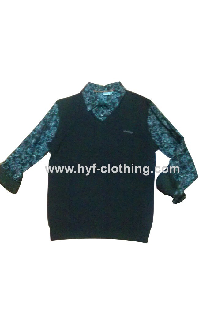 Mens Twofer sweater choclate with black