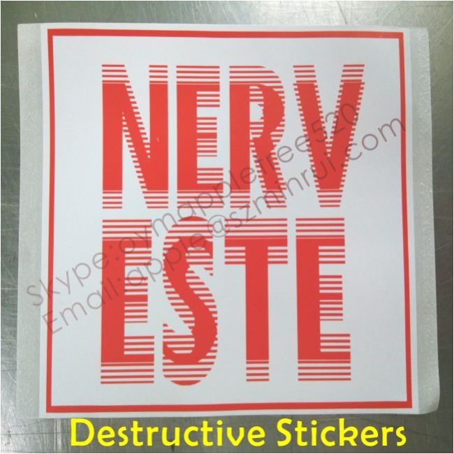 Destuctive Stickers with Unique Fonts and LOGO,Breakaway Eggshell Paper Sticker,Big Size Tamper Evident Security Labels