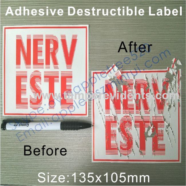 Destuctive Stickers with Unique Fonts and LOGO,Breakaway Eggshell Paper Sticker,Big Size Tamper Evident Security Labels