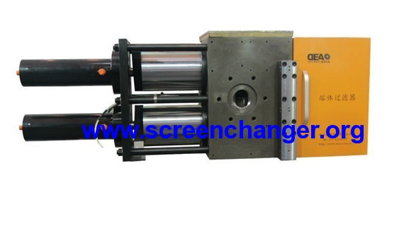 Double pillar screen changer/hydraulicfilter for extrusion lines