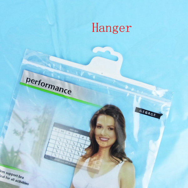 Clear zipper cloth plastic hanging hook bag