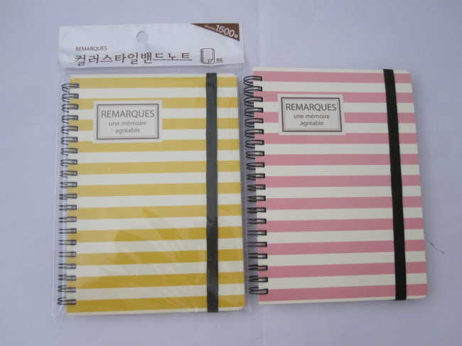 A6 2 subjectcollege ruled hardcover spiral notebook with rubber band 