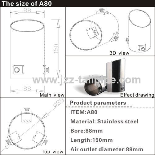 150mm length automobile exhaust tip for Toyota Previa