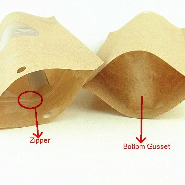 stand up food packaging paper bags with window