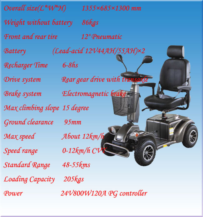 800W 4 wheels Elderly Mobility Scooter 