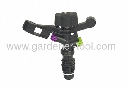 Plastic farm impulse sprinkler with G1/2male thread tapping.