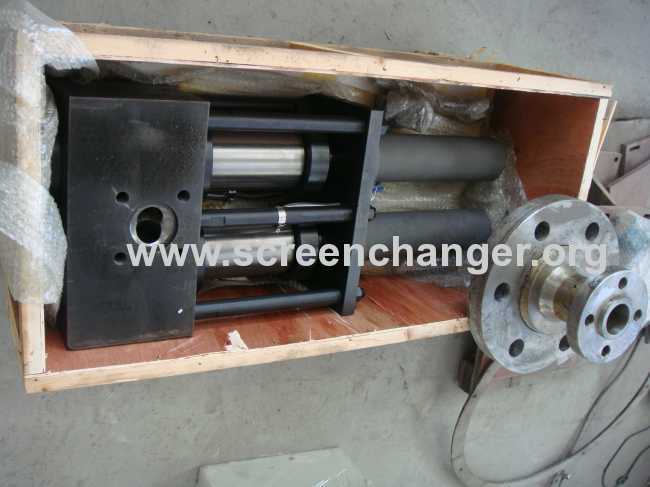 Double column hydraulic screen changer with double working positions