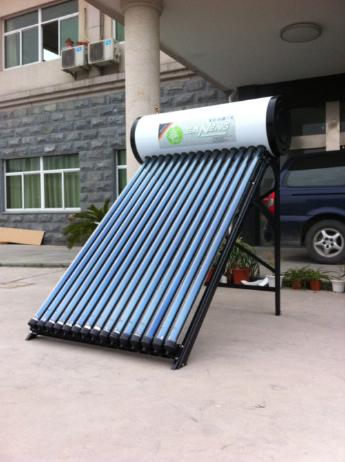 2013 hot sales black outer look color steel compact pressurized solar water heater system