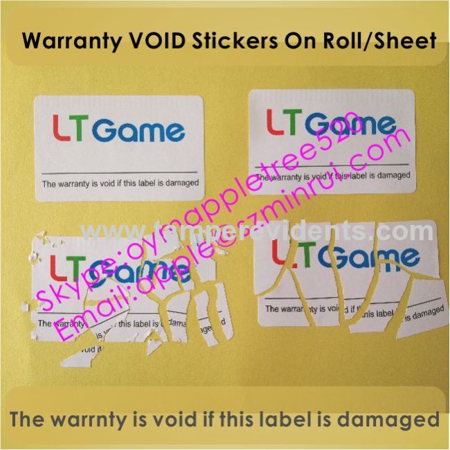 Self Adhesive Anti-tampering Sticker,Warranty Fraigle VOID Stickers,Ultra Destructible Vinyl Labels China 