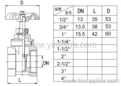 Horizontal Manual Brass Blue Color Handle Two General Formula Hard Seal Gate Valve