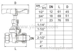 Horizontal Manual Brass Red Color Handle Hard Seal Gate Valve