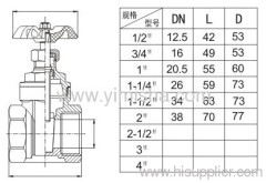 Horizontal Manual Brass Red Handle Thread Two General Formula Gate Valve
