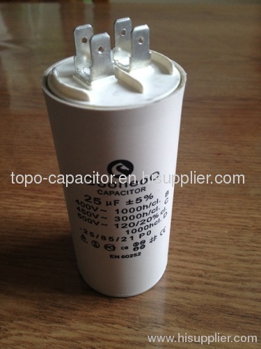 Double faston tags 6.3x0.8mm, CBB60 Generator Capacitors, 25 MFD, 450 VAC
