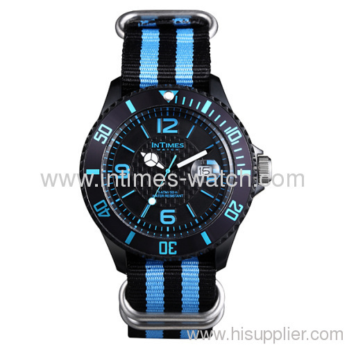 custom watches 44mm IT-057N plastic case nylon bracelet Japan Movt. From Intimes brand custom watches collection