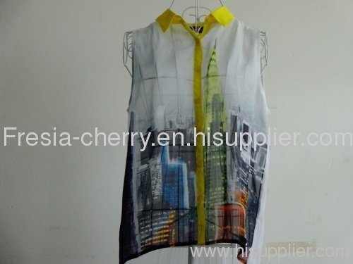 Lady's novelty blouse chiffon material printing