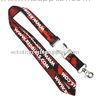 25mm Black Red Custom Woven Lanyard With Half Metal Hook