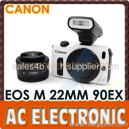 Canon EOS M Kit with 22mm lens & 90EX Flash White