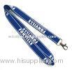 Silk Screen Printed Reflective Lanyard , Blue Polyester Neck Strap