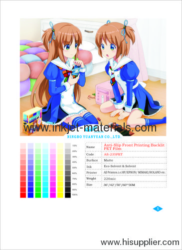 Anti-Slip Front Printing Backlit PET Film