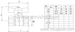 Brass Red Butterfly Handle Hard Seal Ball Valve