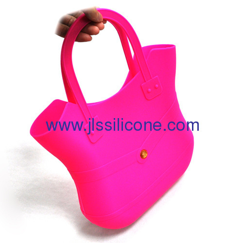 Eco friendly silicone rubber shopping handbag without lock