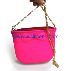 Zipper locked silicone shopping bag with metal belt