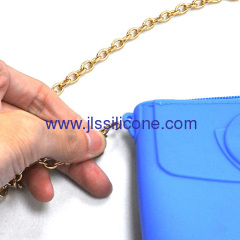 Fashion silicone shopping bag with metal shoulder belt