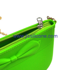 Fashion silicone shopping bag with metal shoulder belt