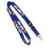 100% Blue Flat Polyester Lanyard With Plastic Buckle , Metal Hook