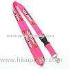 Pink Silk Screen Printed Flat Polyester Lanyard With Angry Birds Logo