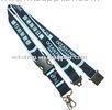 Blue Flat Polyester Lanyard Neck Strap With Safety Break Buckle