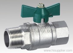 Horizontal Brass Green Butterfly Handle Two General Formula Thread Hard Seal Ball Valve