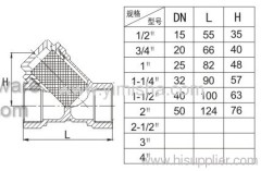 Brass Strainer Valve with Stainless Steel Mesh inside