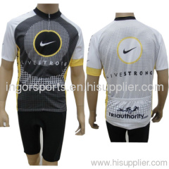 Length Hidden Zipper Cycling Set t-Shirt And Shorts With Bibs Sublimation Printing