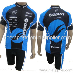 Pro Team Giant Cycling Set T-shirts and Shorts with Bibs Full Length Hidden Zippe