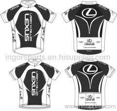 Full Zipped Sublimation Cycling Wear Lexus Short Sleeve Jersey For Bike Team