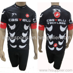 Custom Bike Clothing Summer Sublimated Cycling Jersey And Bib Shorts For Proteam