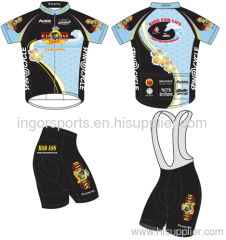 Short-Sleeved Sublimated Cycling Wear Bike Jersey And Bib Shorts