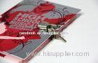 Promotional Custom Notebook Printing With Lock , silver card Cover / Sewing Binding