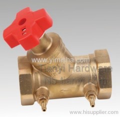 Brass Balancing Valve with Red Handle