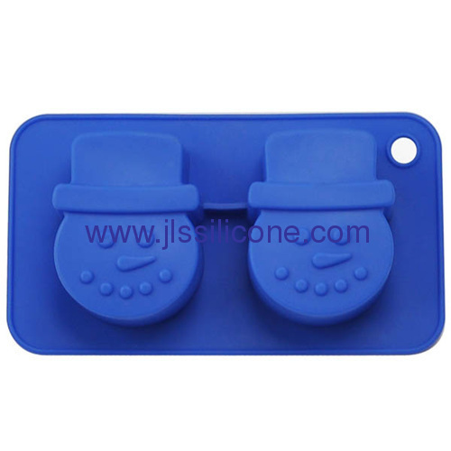 small snow man shaped Silicone cake baking pan with 2 cavities