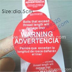 Custom Printing PVC Labels for Warning,Single Color Printed Round PVC Sticker,Waterproof and Durable PVC Product Labels