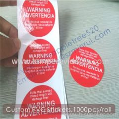 Custom Printing PVC Labels for Warning,Single Color Printed Round PVC Sticker,Waterproof and Durable PVC Product Labels