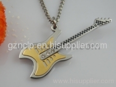 Guitar Shape Necklace Pendant Plated Gold