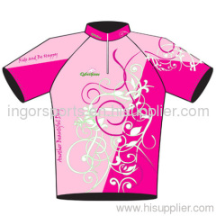 Sublimation Short Sleeved Half Zipped Women Cycling Jerseys Bicycle Team Sportswear